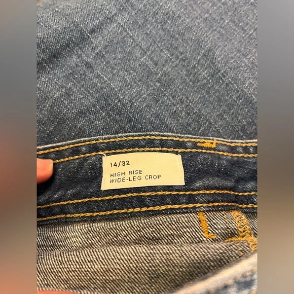 GAP High Rise Wide Leg Crop Blue Denim Jeans - Picture 7 of 10